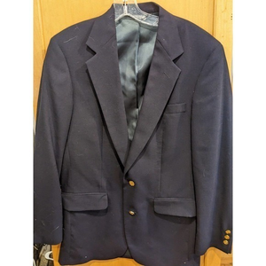 Mens Blazer Sport coat‎ John Clarendon Dark Blue 100% wool approx 46